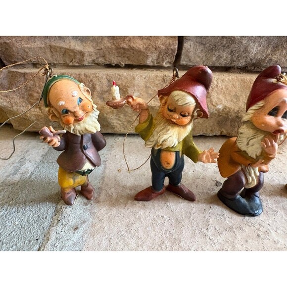 4 Vintage Hard Plastic Elf Gnome Christmas Ornaments - Hong Kong - Picture 3 of 4